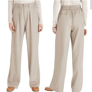 Madewell Wide Leg Pleated High Waisted Trouser Pants Pumice Tan Size NWT